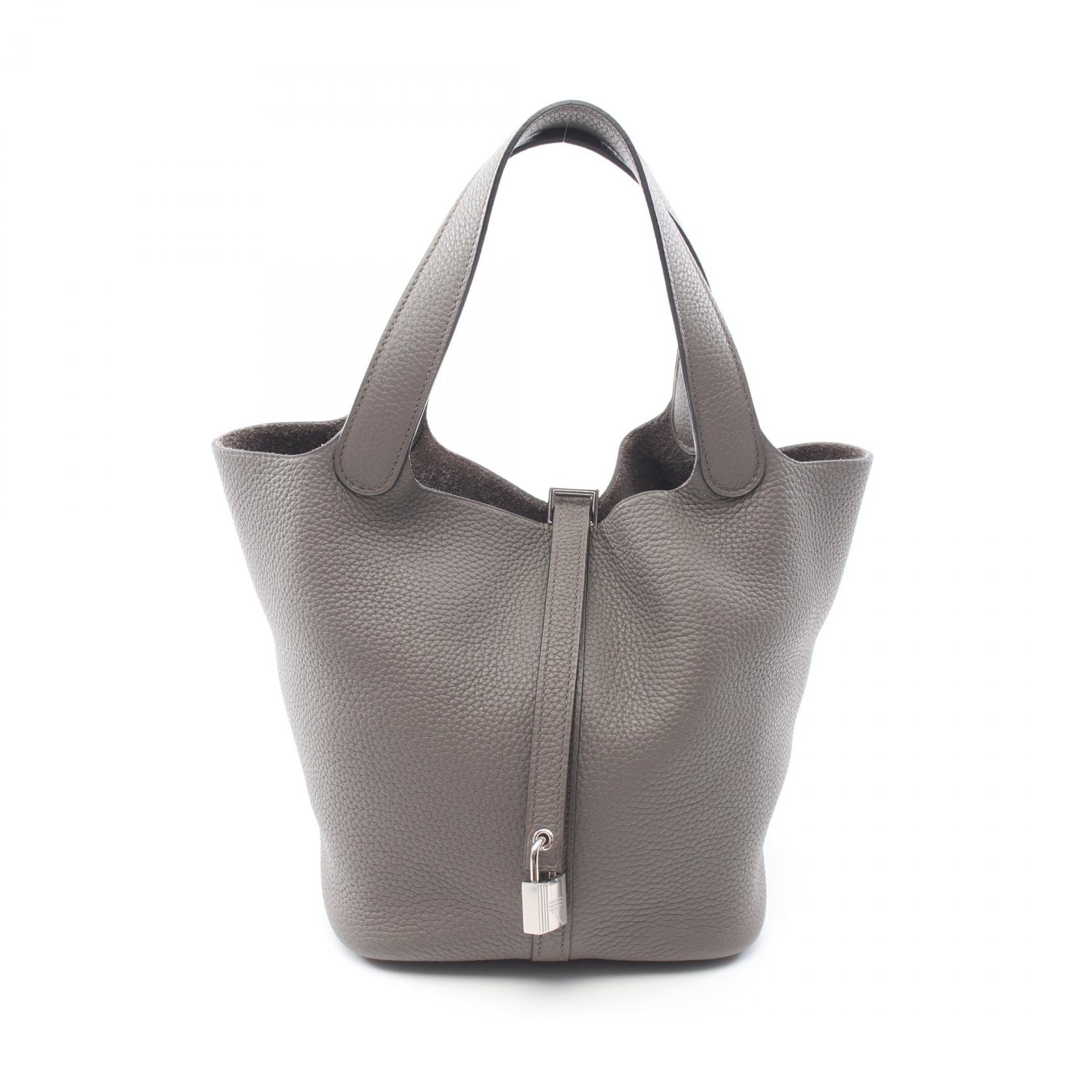 エルメス HERMES ピコタンロックMM エタン ハンドバッグ バッグ レザー トリヨンクレマンス エタン C刻印(2018年製造) レディース グレー系 【中古】