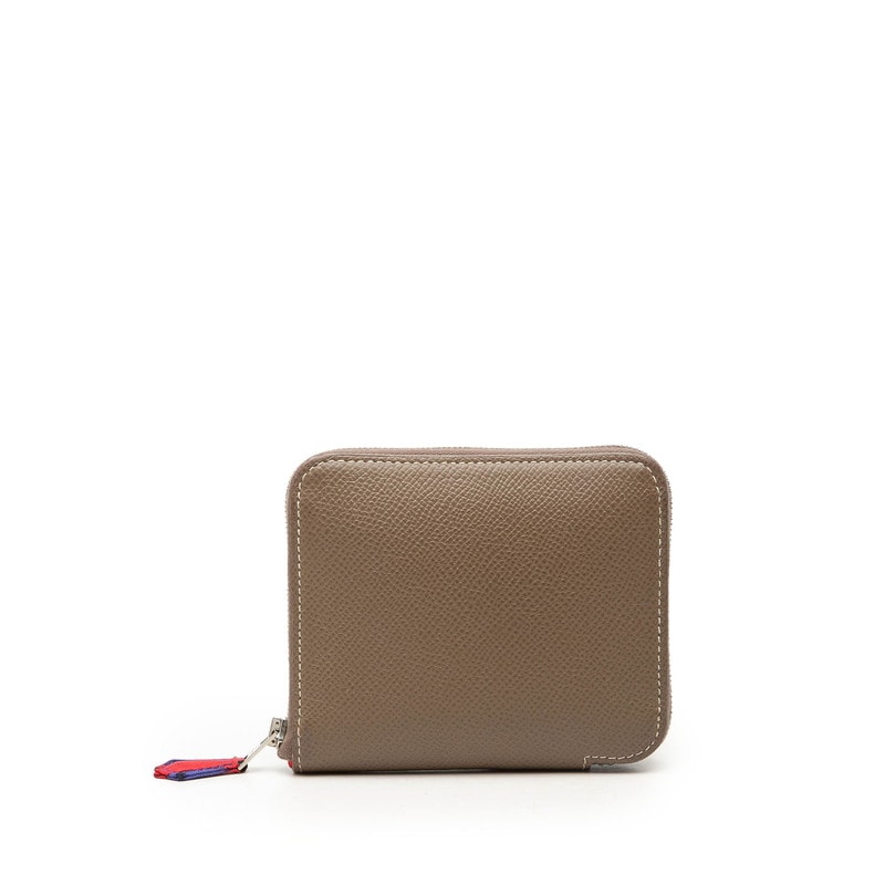 エルメス アザップ シルクイン コンパクト コインケース ブラウン系 シルバー金具 ヴォーエプソン レディース HERMES 【中古】