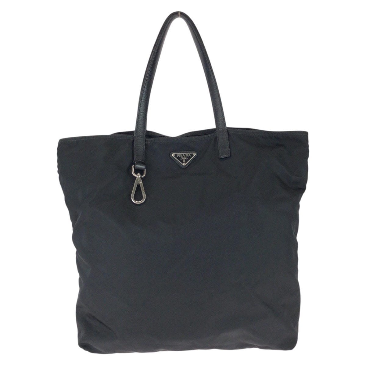 美品 PRADA プラダ テスート サフィアーノ 三角ロゴプレート ブラック 黒 シルバー金具 ナイロン レザー/ トートバッグ ショルダーバッグ 603385 【中古】
