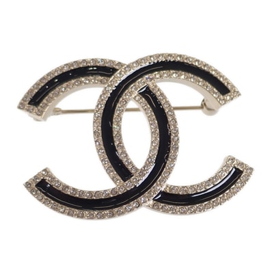 シャネル CHANEL ココマーク ブローチ メタル クリスタル ゴールド ブラック レディース【中古】【Aランク】