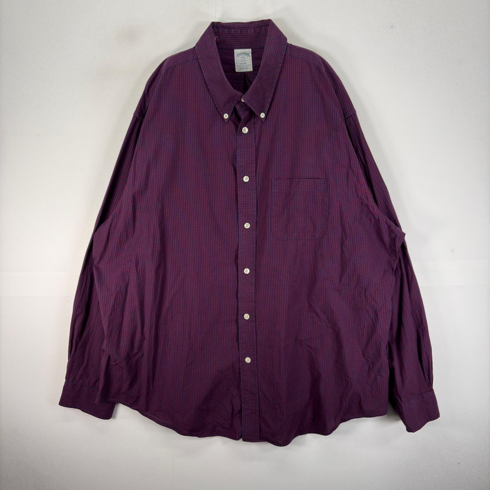 古着 ブルックスブラザーズ Brooks Brothers 長袖シャツ ボタンダウン 胸ポケ 2XL  レッド系 チェック メンズ