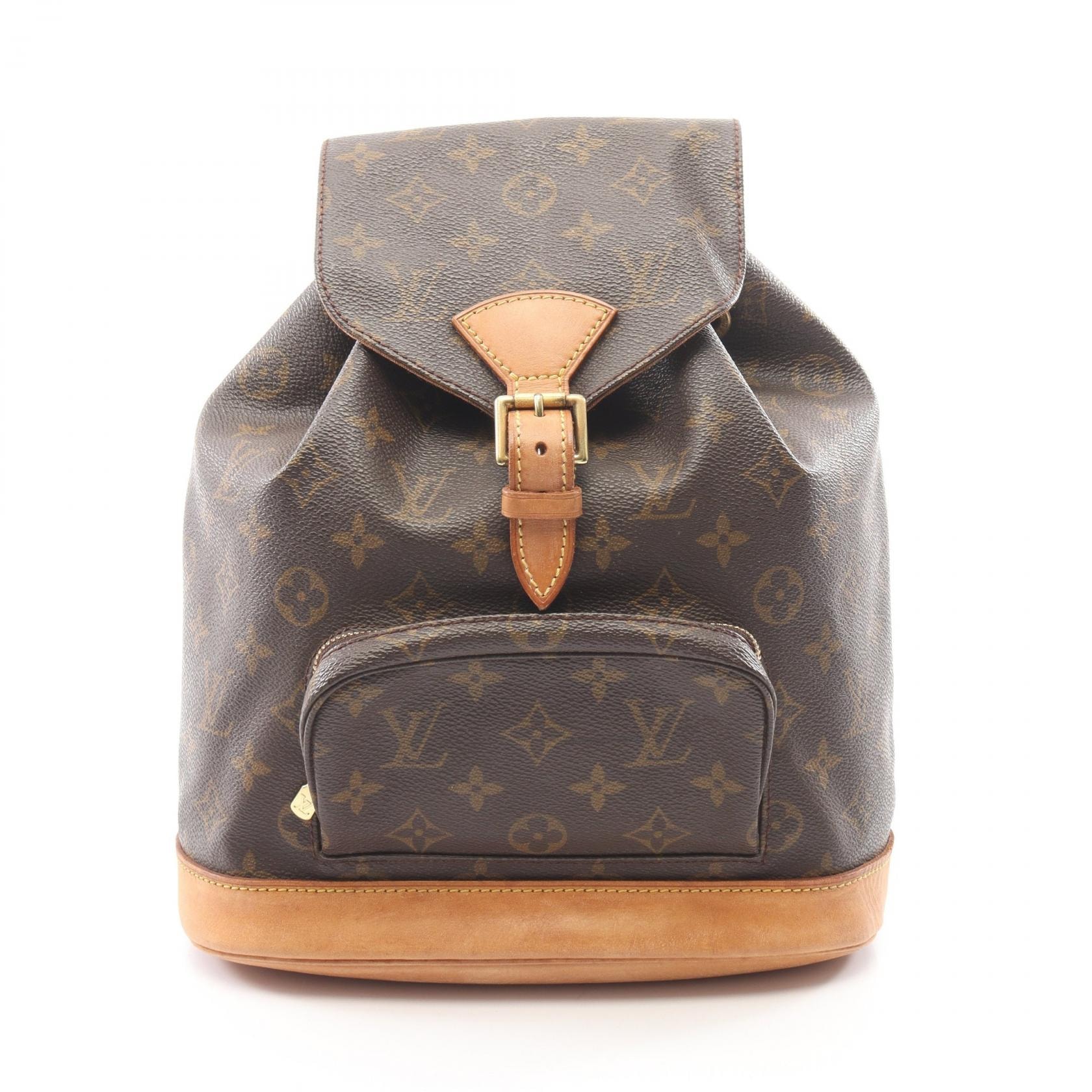 ルイ・ヴィトン LOUIS VUITTON モンスリMM モノグラム リュックサック バックパック バッグ PVCコーティングキャンバス レザー モノグラム レディース ブラウン系 M51136 【中古】