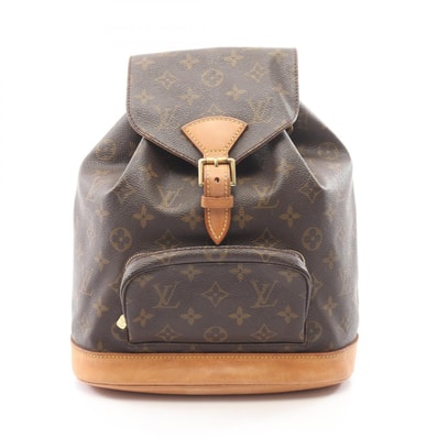 ルイ・ヴィトン LOUIS VUITTON モンスリMM モノグラム リュックサック バックパック バッグ PVCコーティングキャンバス レザー モノグラム レディース ブラウン系 M51136 【中古】