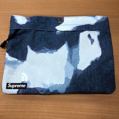 Supreme x The North Face Bleached Denim Print Shoulder Bag "Indigo"