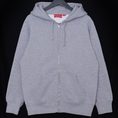 Supreme Logo Tape Zip Up Hooded Sweatshirt "Grey"