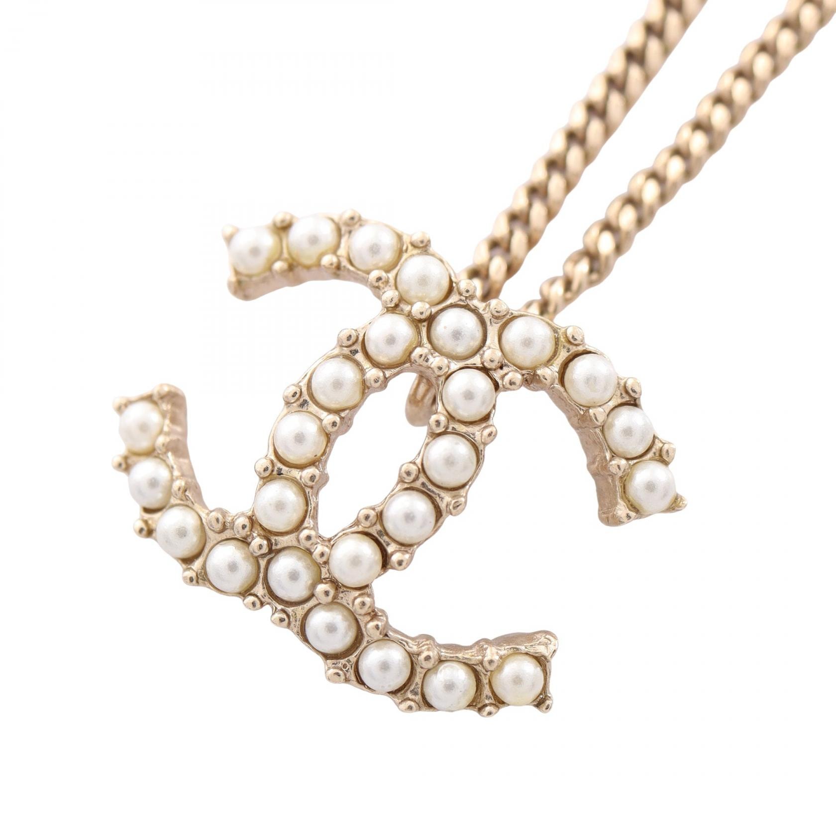 シャネル CHANEL ココマーク D20K ネックレス ジュエリー GP(ゴールドメッキ) ラインストーン / フェイクパール / ビーズ レディース ゴールド系 / ホワイト系 / クリア系 【中古】