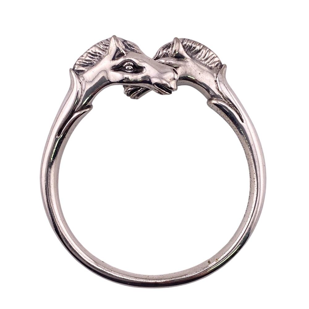 エルメス HERMES バングル シュバルホース ダブルヘッド 馬 ブレスレット シルバー