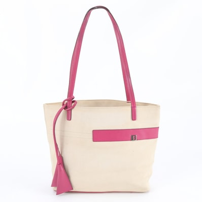 バリー Bロゴトート バッグ レザー×キャンバス