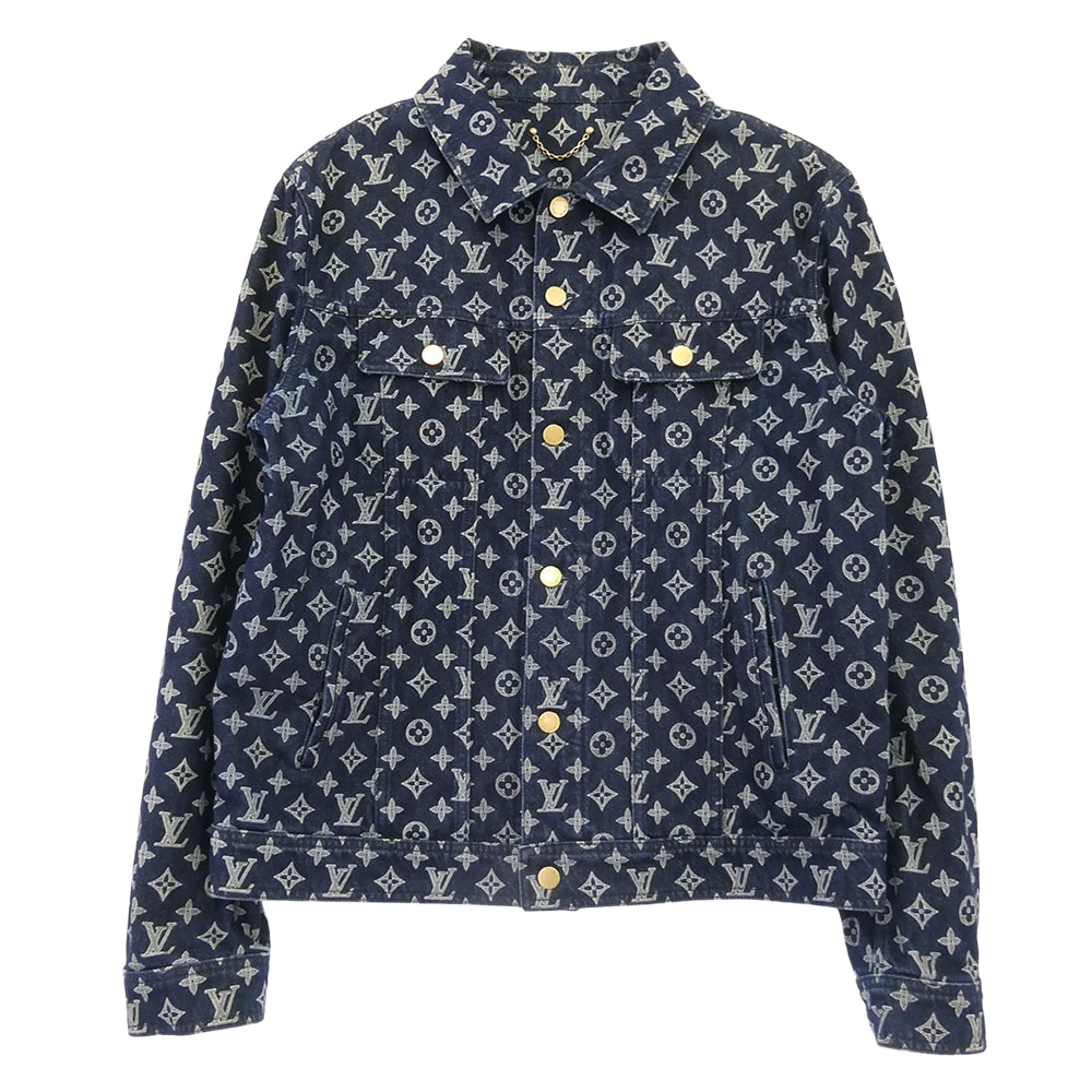 LOUIS VUITTON ルイ・ヴィトン ジャケット 18AW HFA01WGU0 POP UP STORE限定 MONOGRAM DENIM JACKET モノグラム デニムジャケット インディゴブルー系 ホワイト系 54【中古】