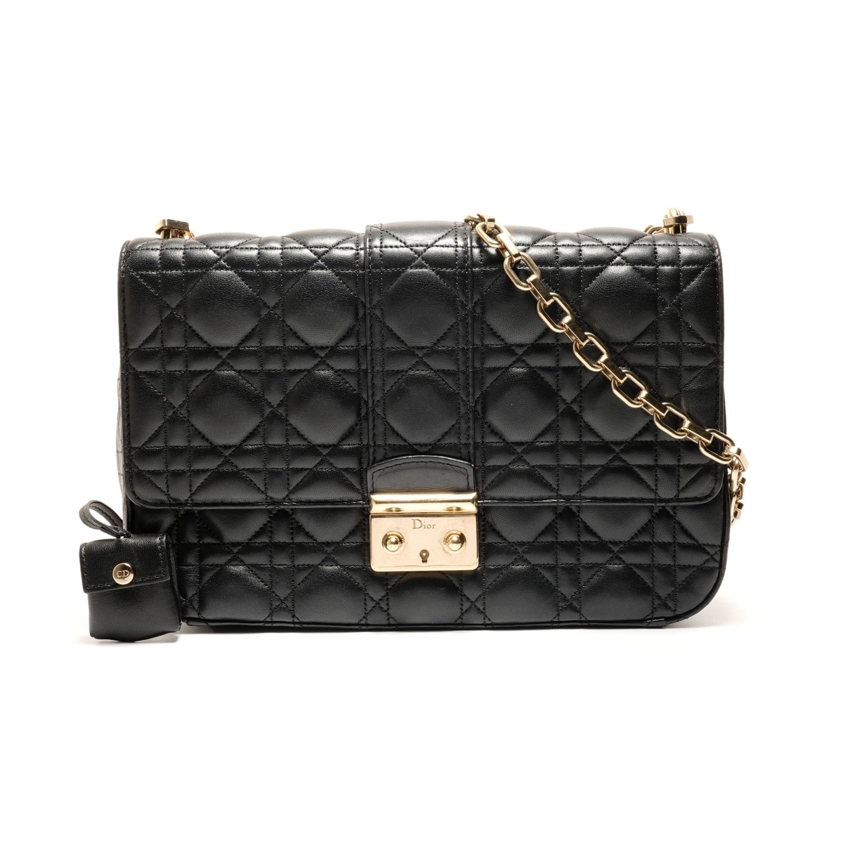 ディオール Dior レザー チェーン ニューロック フラップ ショルダーバッグ【中古】
