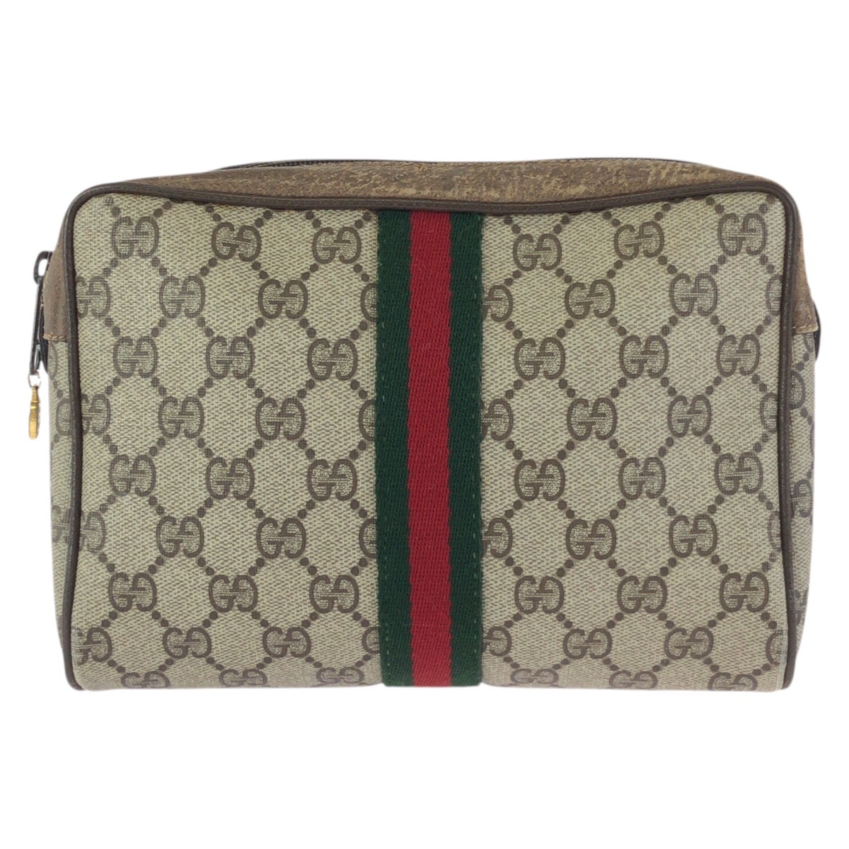GUCCI グッチ ヴィンテージ オールドグッチ シェリーライン ベージュ ブラウン ゴールド金具 GGスプリームキャンバス クラッチバッグ セカンドバッグ 602291 【中古】