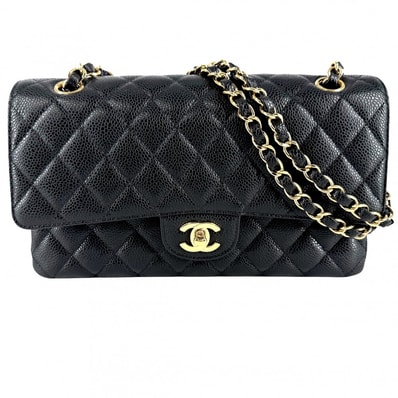 CHANEL シャネル ショルダーバッグ マトラッセ25 ダブルチェーン ココマーク ダブルフラップ 肩掛け 斜め掛け キャビアスキン ブラック 黒 ゴールド金具 レディース 美品【中古品】