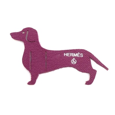 エルメス HERMES チャーム リボンチャーム プティアッシュ ダックスフント レザー パープル ユニセックス【中古】 r11237c