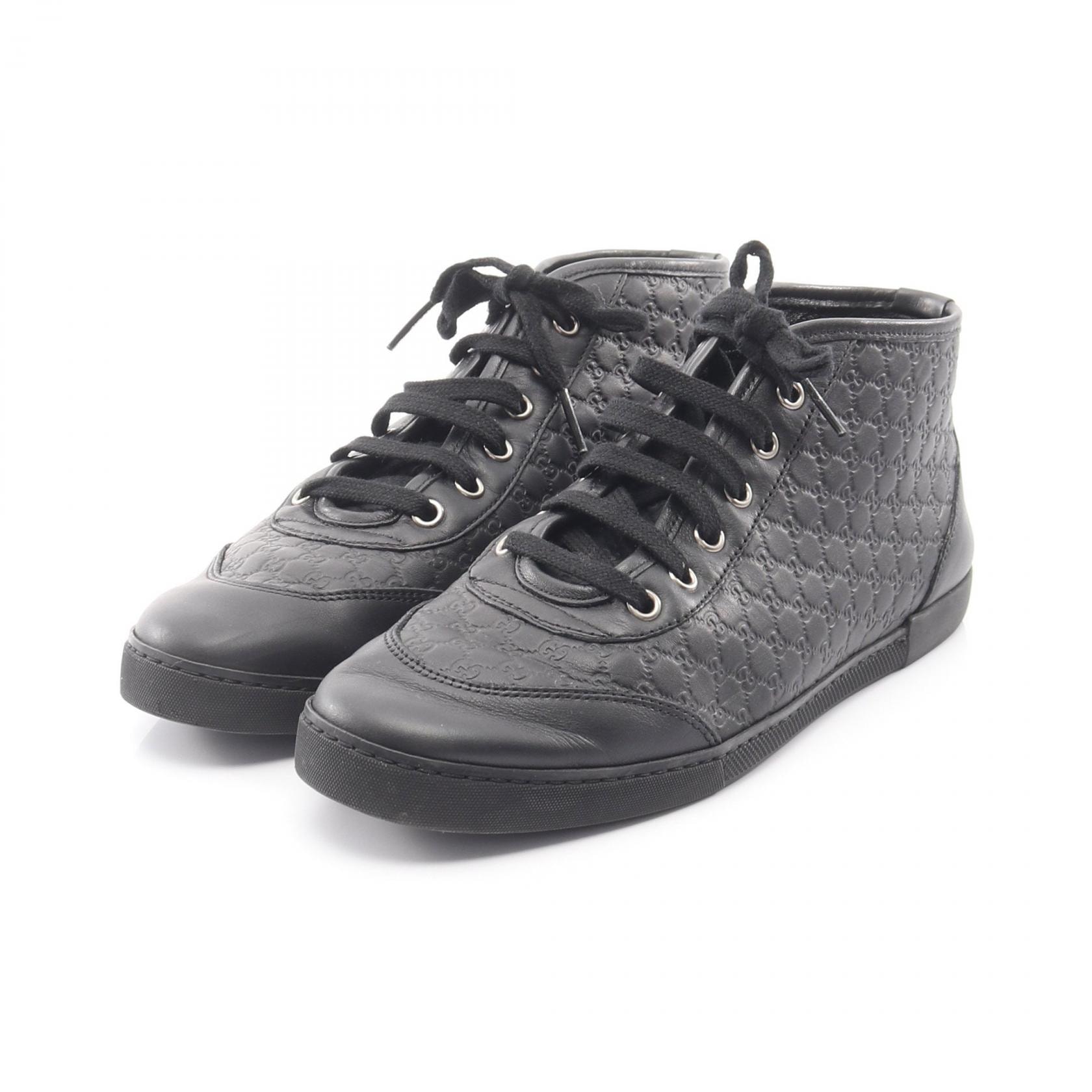 グッチ GUCCI マイクログッチシマ スニーカー 靴 レザー レディース ブラック系 391499 【中古】