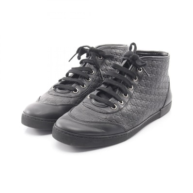 グッチ GUCCI マイクログッチシマ スニーカー 靴 レザー レディース ブラック系 391499 【中古】