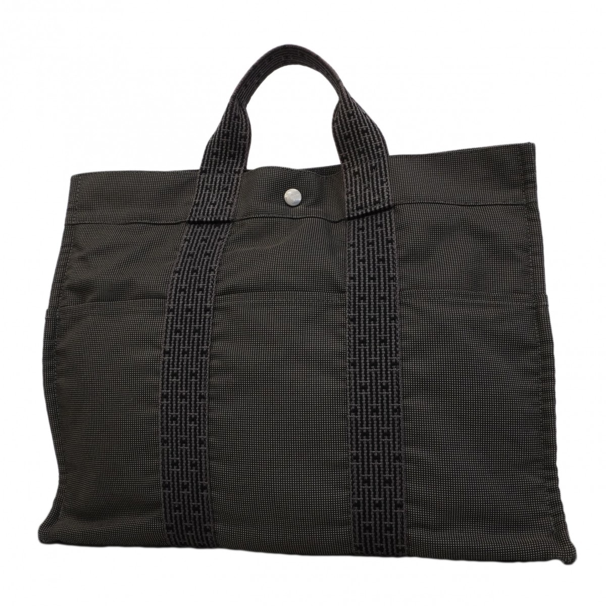 【6cd5653-k】エルメス トートバッグ エールラインMM キャンバス グレー シルバー金具【中古】メンズ レディース ユニセックス