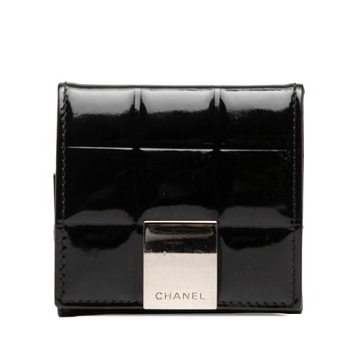 シャネル チョコバー コインケース 小銭入れ ブラック エナメル レディース CHANEL 【中古】