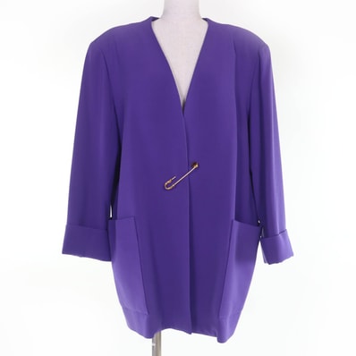 良品 エルメス ノーカラージャケット パープル レディース 44