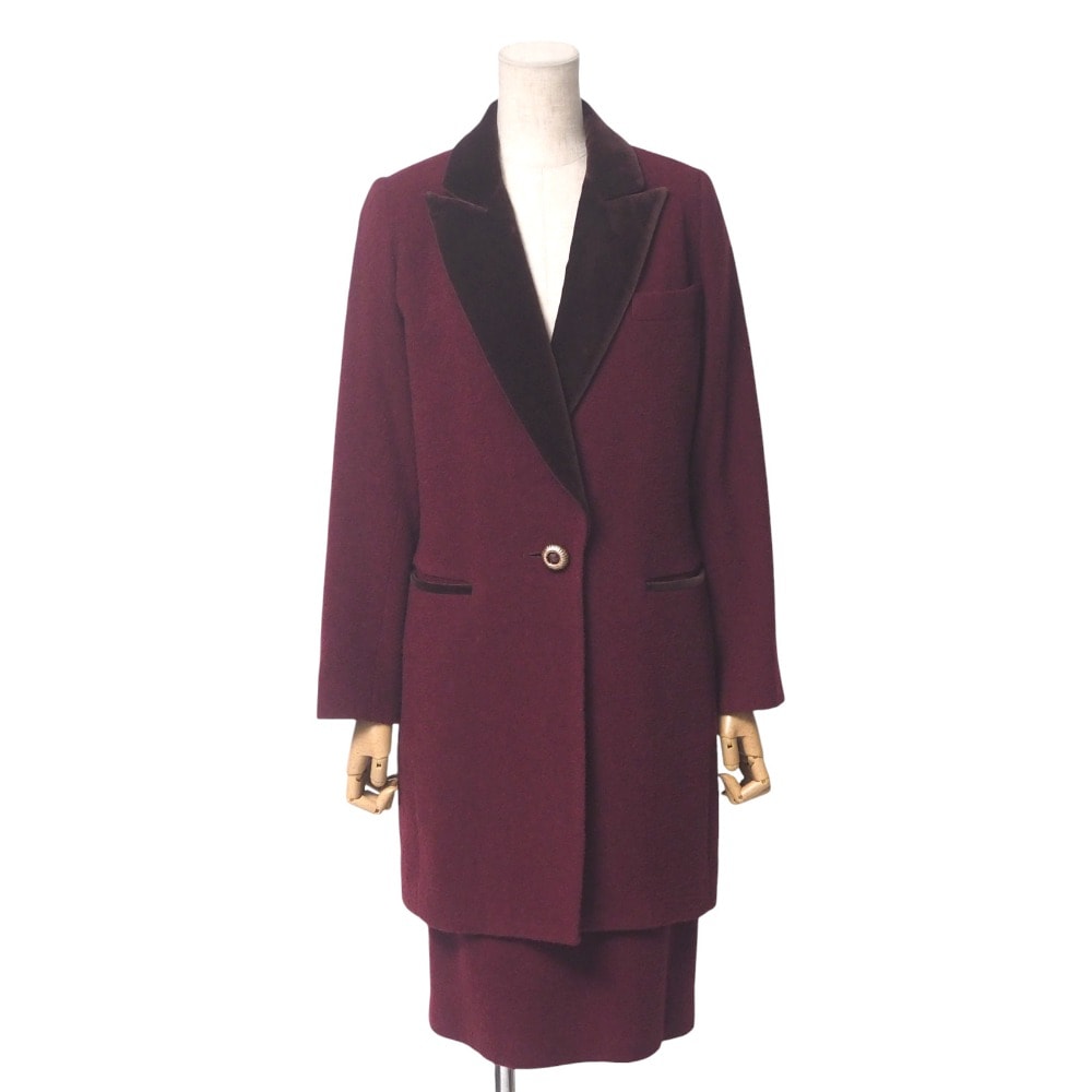 Christian Dior クリスチャンディオール ヴィンテージ スカートスーツ サイズ9 ロング ベロア ベルベット ジャケット 1B ミディ丈 スカート ブランド古着【中古】20250522/RA4841