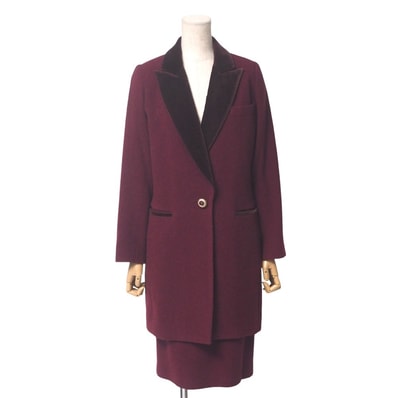 Christian Dior クリスチャンディオール ヴィンテージ スカートスーツ サイズ9 ロング ベロア ベルベット ジャケット 1B ミディ丈 スカート ブランド古着【中古】20250522/RA4841