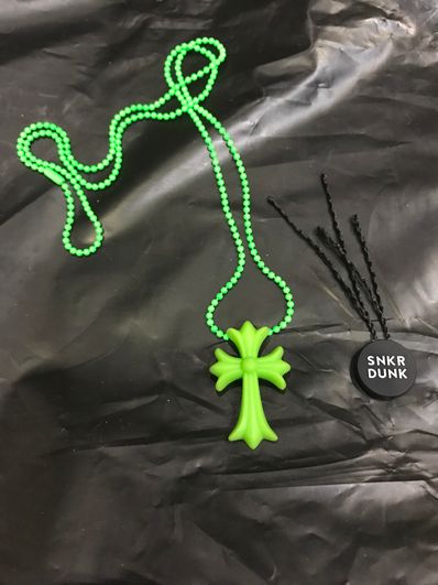 Chrome Hearts Rubber Small CH Cross Silicon Necklace Top Aoyama 20th Anniversary "Green"