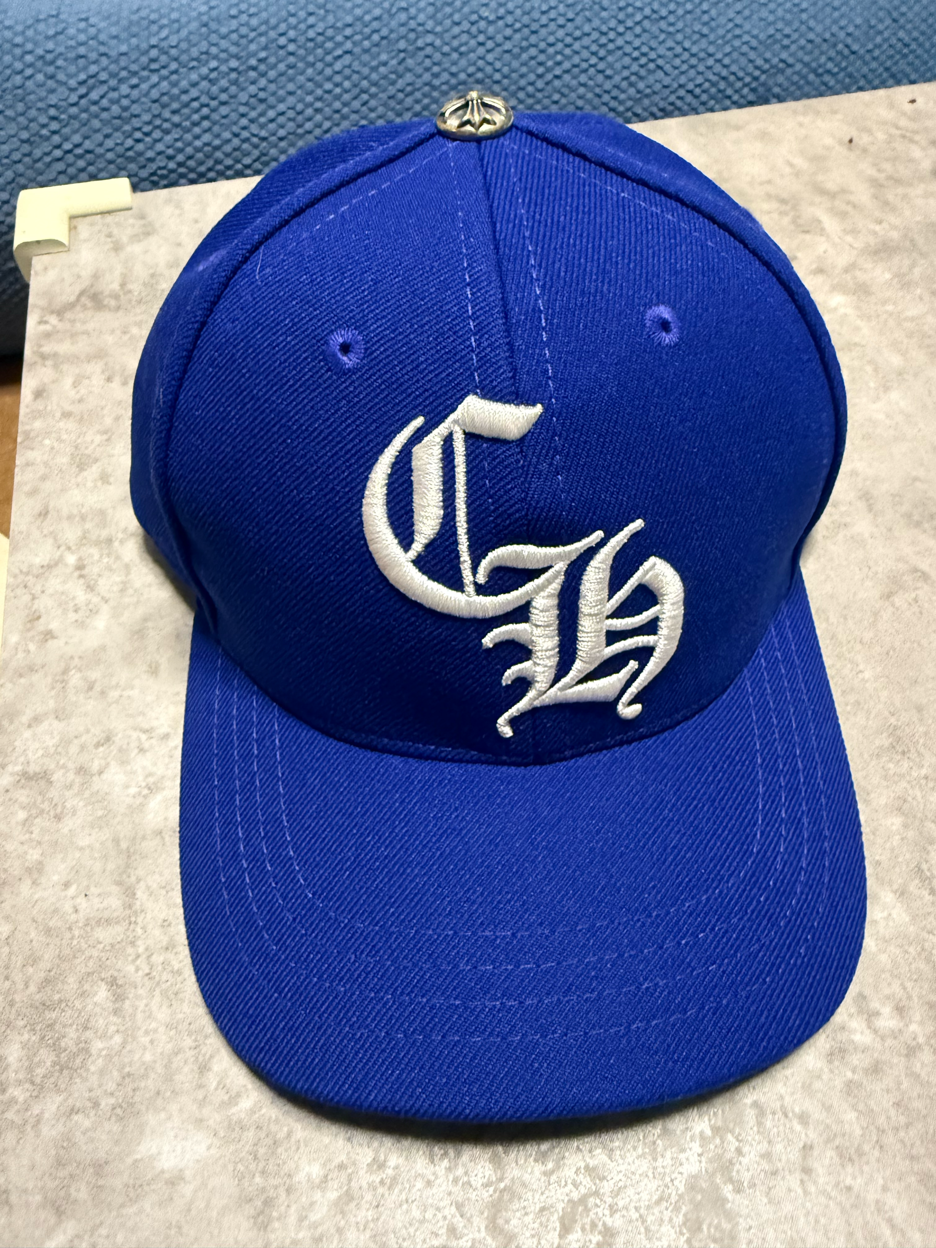 Chrome Hearts 6 Panel On Field CH White Baseball Cap "Blue/Green"