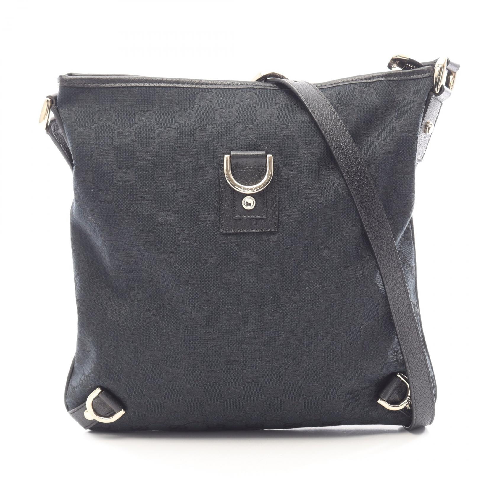 グッチ GUCCI アビー GGキャンバス ショルダーバッグ バッグ キャンバス レザー レディース ブラック系 131326 【中古】