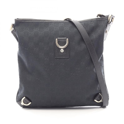 グッチ GUCCI アビー GGキャンバス ショルダーバッグ バッグ キャンバス レザー レディース ブラック系 131326 【中古】