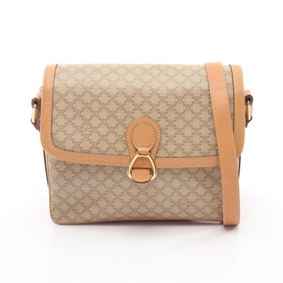 セリーヌ CELINE マカダム ショルダーバッグ バッグ PVCコーティングキャンバス レザー レディース ベージュ系 / ブラウン系 【中古】