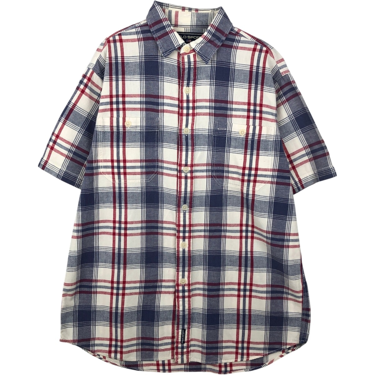 古着 ラルフローレン Ralph Lauren POLO SPORT ポロスポーツ 半袖 コットン チェックシャツ メンズM相当/eaa641140