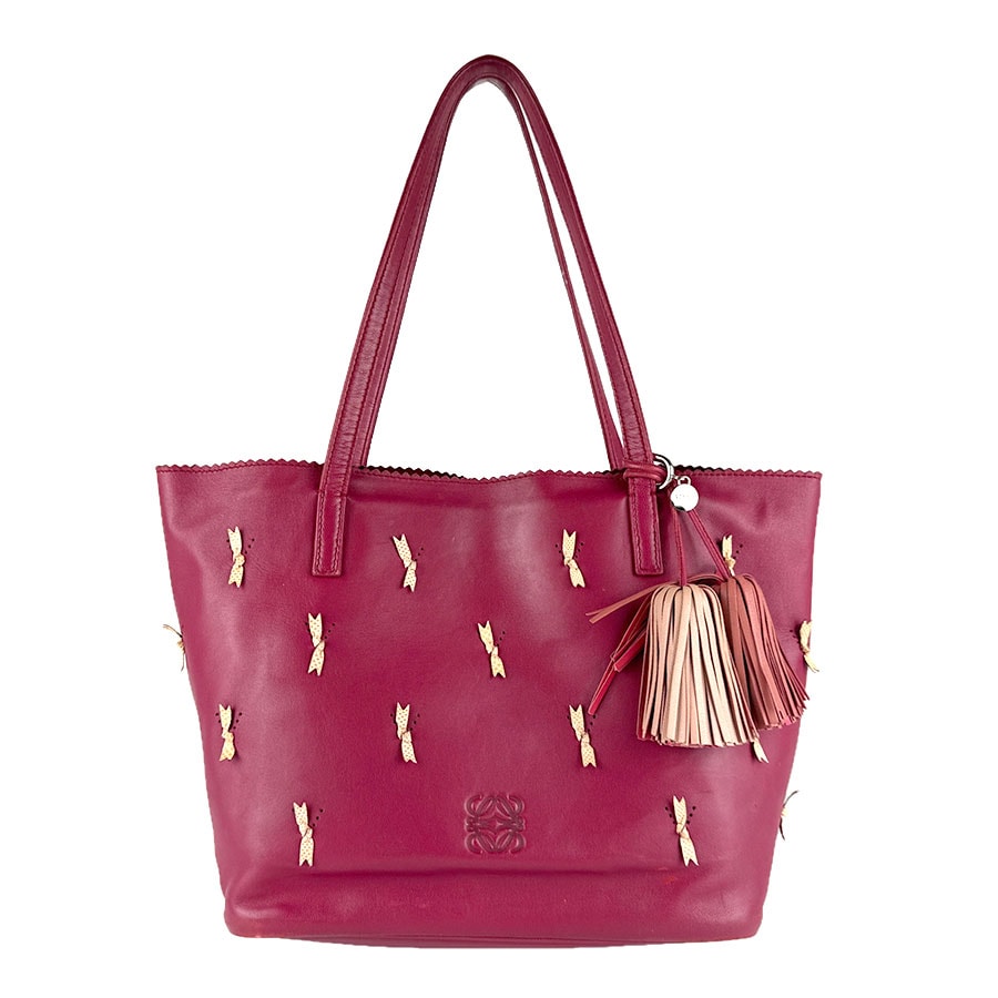 ロエベ LOEWE ハンドバッグ レザー ワインレッド レディース【中古】 z8792