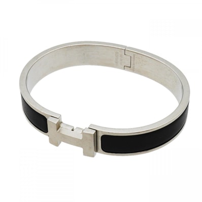 ★SALE【6jgb0441-k】エルメス バングル クリッククラックPM メタル シルバー ブラック【中古】メンズ レディース ユニセックス