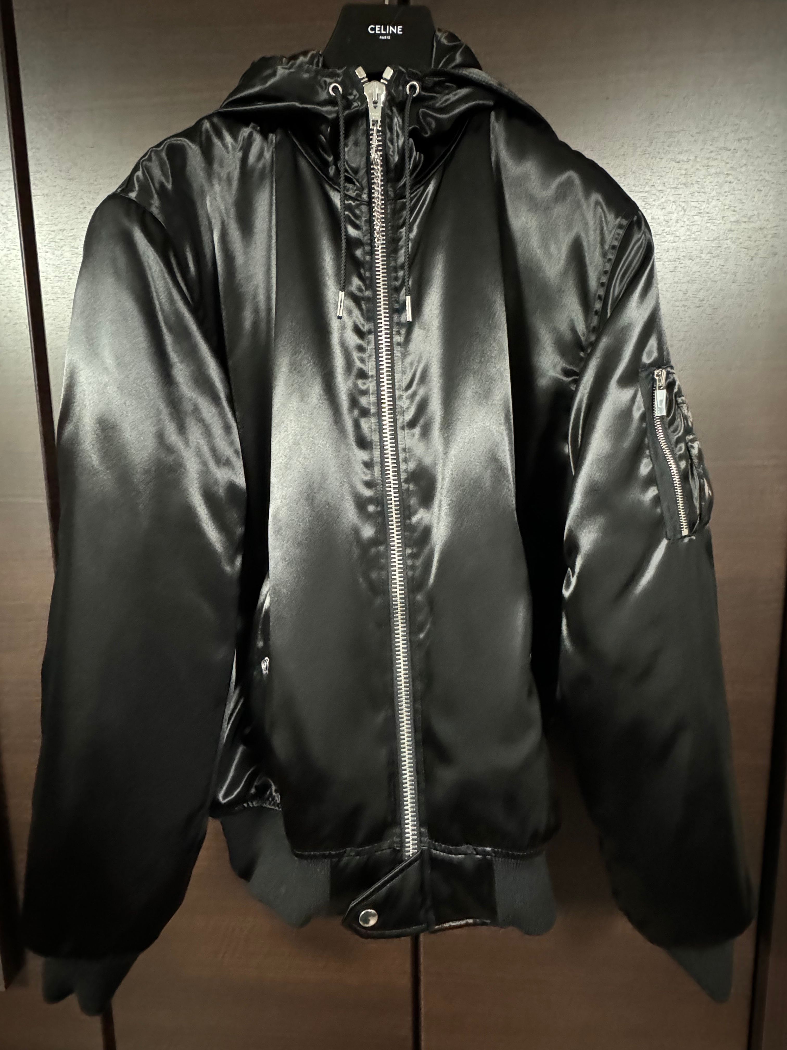 未使用CELINE ボンバージャケット / サテン仕上げナイロン ブラック