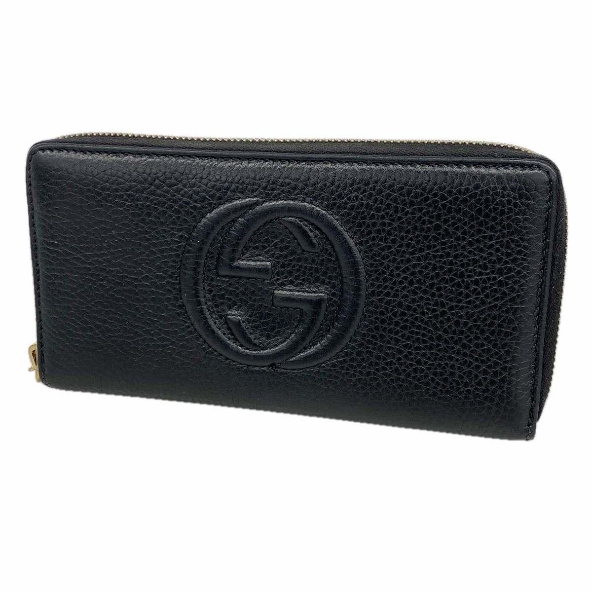 【6ke5869】グッチ 長財布 ソーホー 598187 レザー ブラック ゴールド金具【中古】レディース