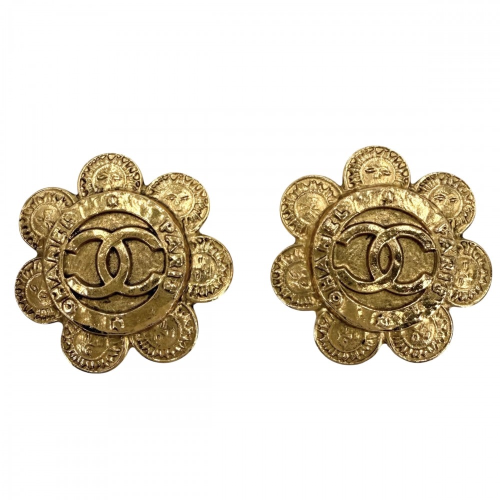 CHANEL シャネル イヤリング フラワーモチーフ ココマーク アクセサリー ヴィンテージ  GP    2 8 ゴールド レディース 約22.9g 1993年【中古品】