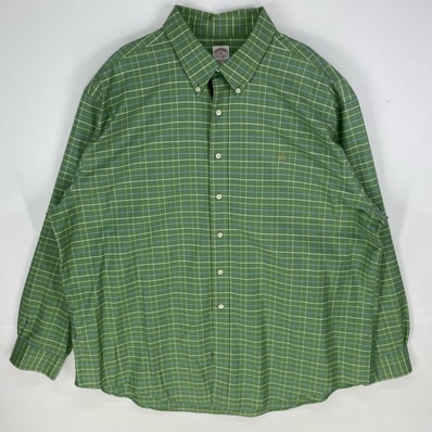 古着 ブルックスブラザーズ Brooks Brothers 長袖シャツ ワンポイント刺繍 1818 ロゴ 2XL グリーン系 チェック メンズ