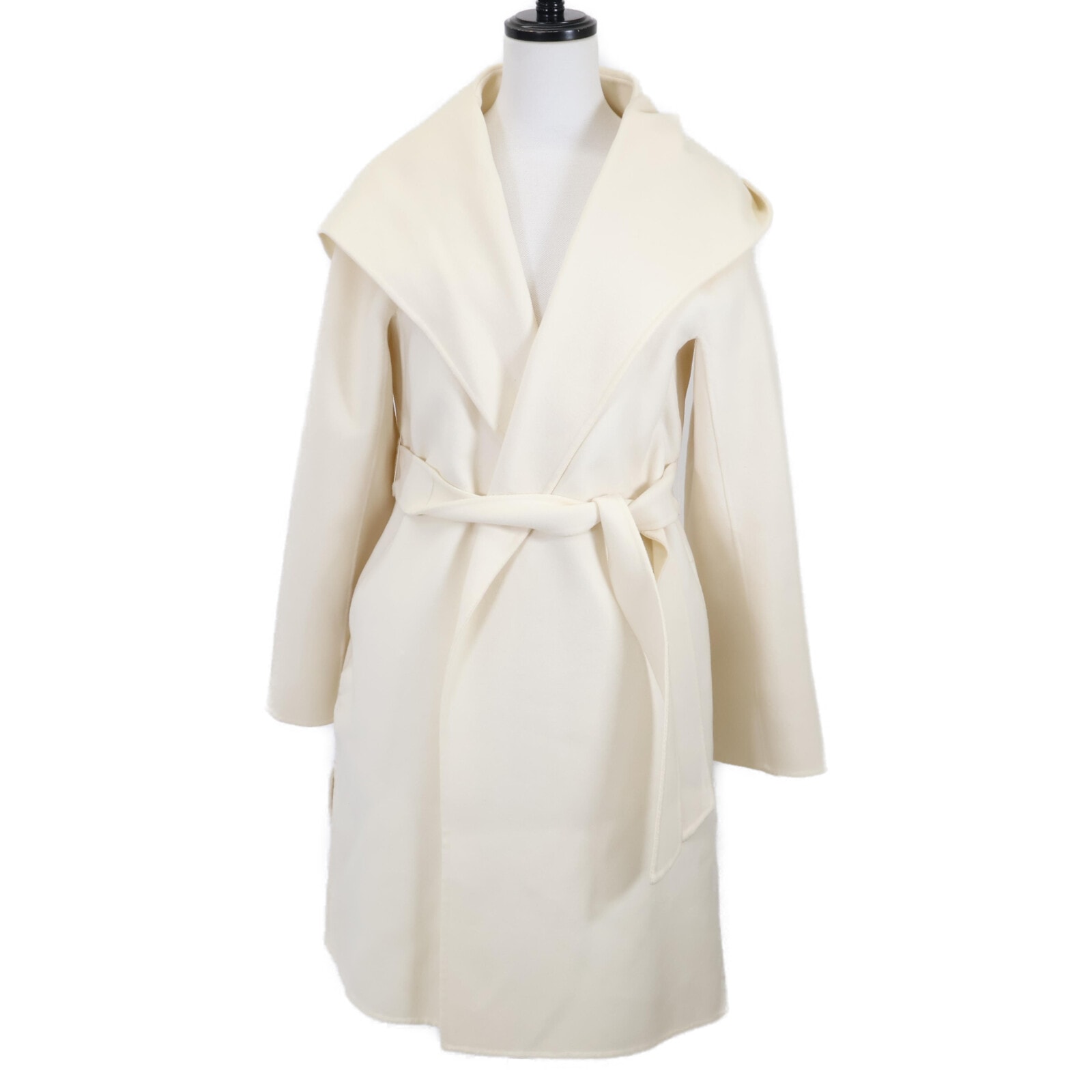 Max Mara STUDIO クチートアマーノ フーデットコート カシミヤ混 未使用に近い】マックスマーラスタジオ アイボリー ウール
