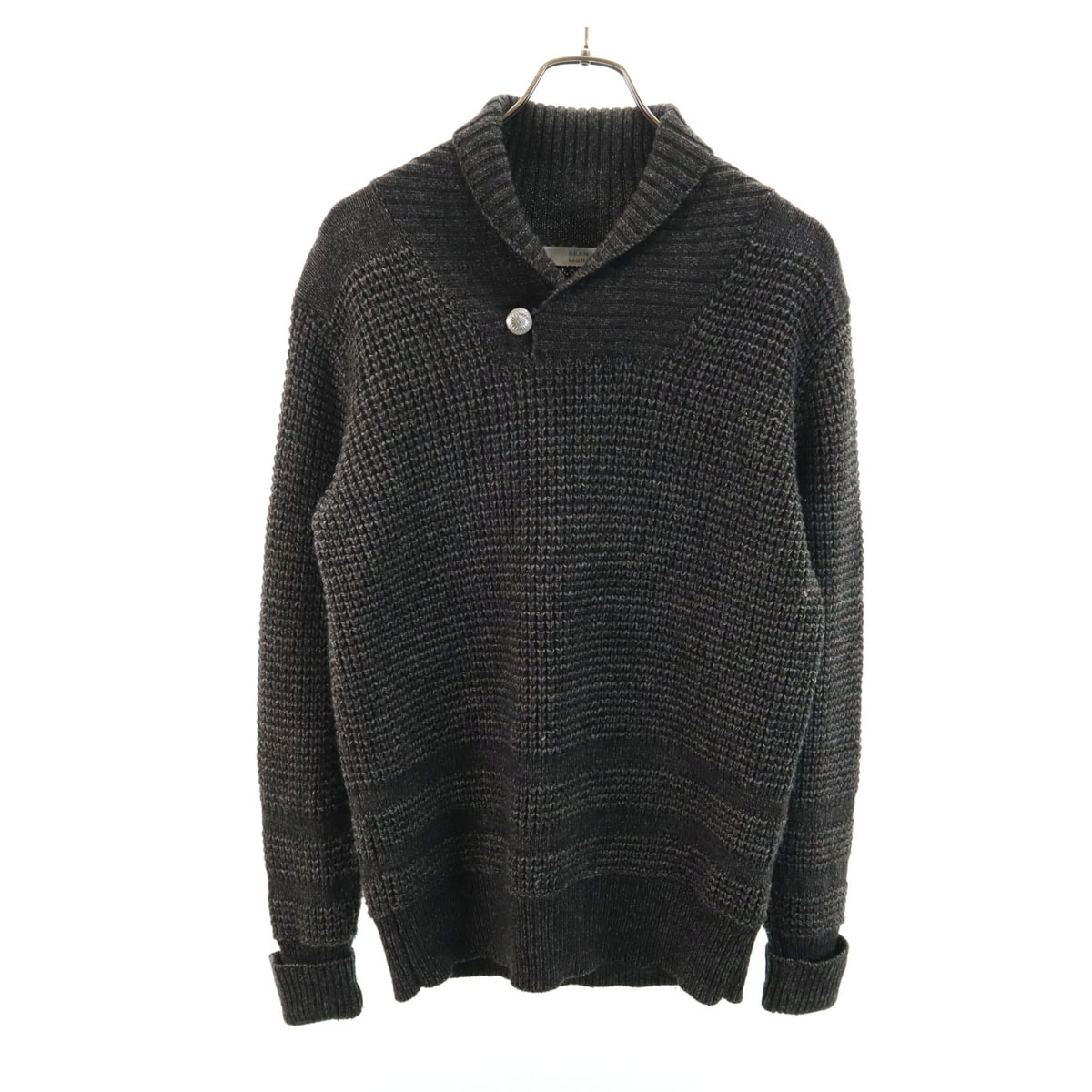 BEAMS LIGHTS ビームスライツ ウールブレンド 長袖 ショールカラー セーター L グレー ニット