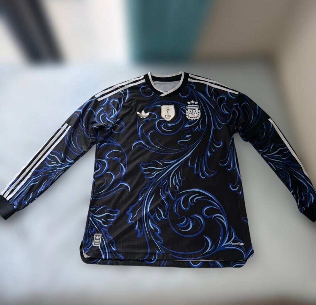 adidas Soccer Argentina 2026 Away Authentic Long Sleeve Jersey "Black/Lucid Blue/Blue Burst"