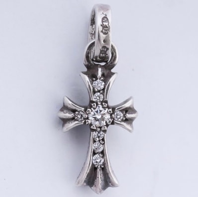 Chrome Hearts Cross Baby Fat Charm Pave Diamond "Silver"
