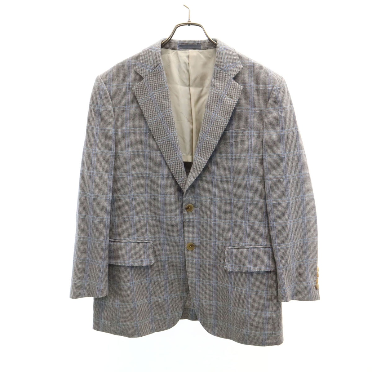 BURBERRY LONDON バーバリーロンドン 日本製 チェック柄 テーラードジャケット AB3 グレー 三陽商会