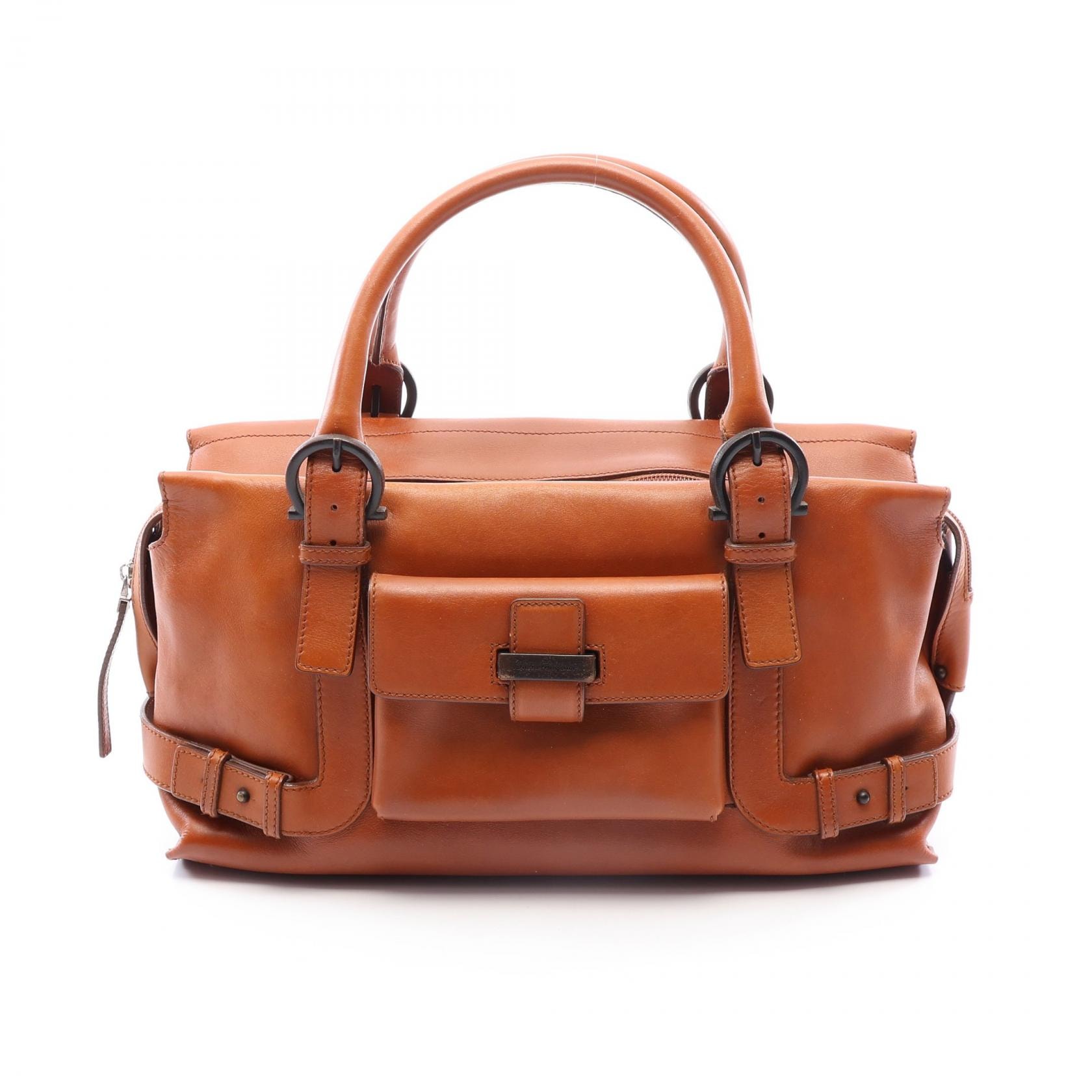 サルヴァトーレフェラガモ Salvatore Ferragamo ハンドバッグ バッグ レザー レディース ブラウン系 【中古】