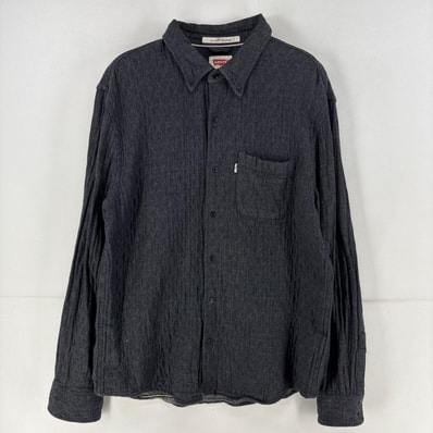 古着 リーバイス Levi's 長袖シャツ ワンポイント キルトシャツ 胸ポケット ボタンダウン L グレー メンズ
