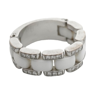 ★SALE【6jhb0181】シャネル リング ウルトラコレクション K18WG ホワイトゴールド ダイヤモンド セラミック ホワイト #50【中古】レディース