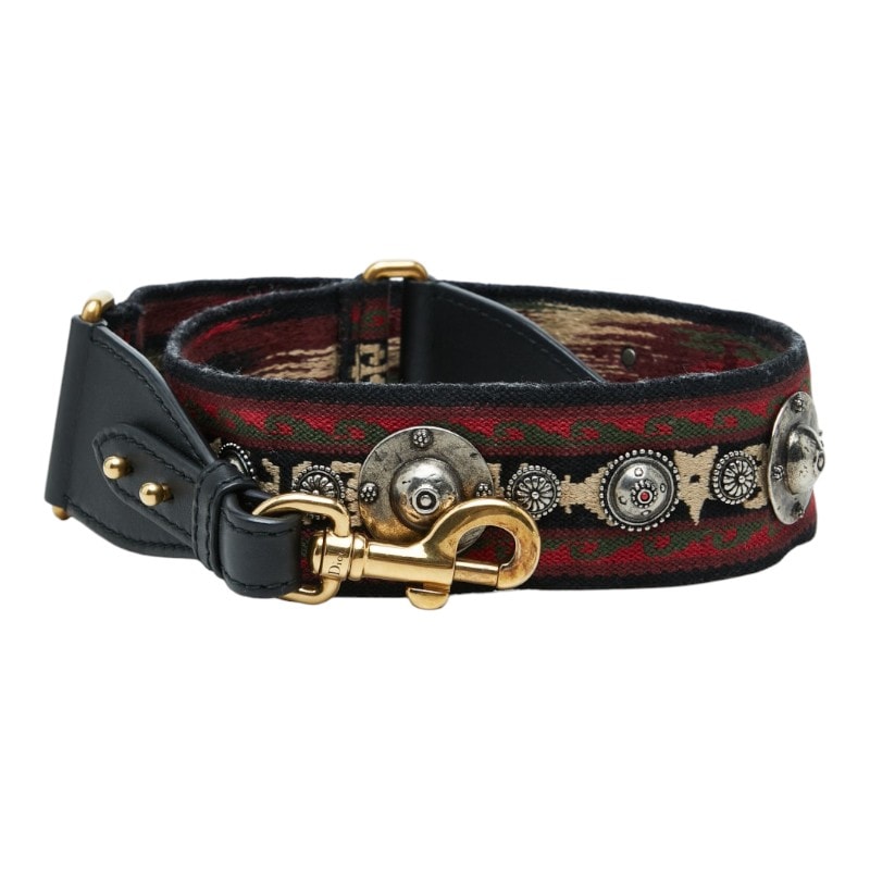 ディオール ショルダーストラップ ブラック マルチカラー キャンバス レザー レディース Dior 【中古】