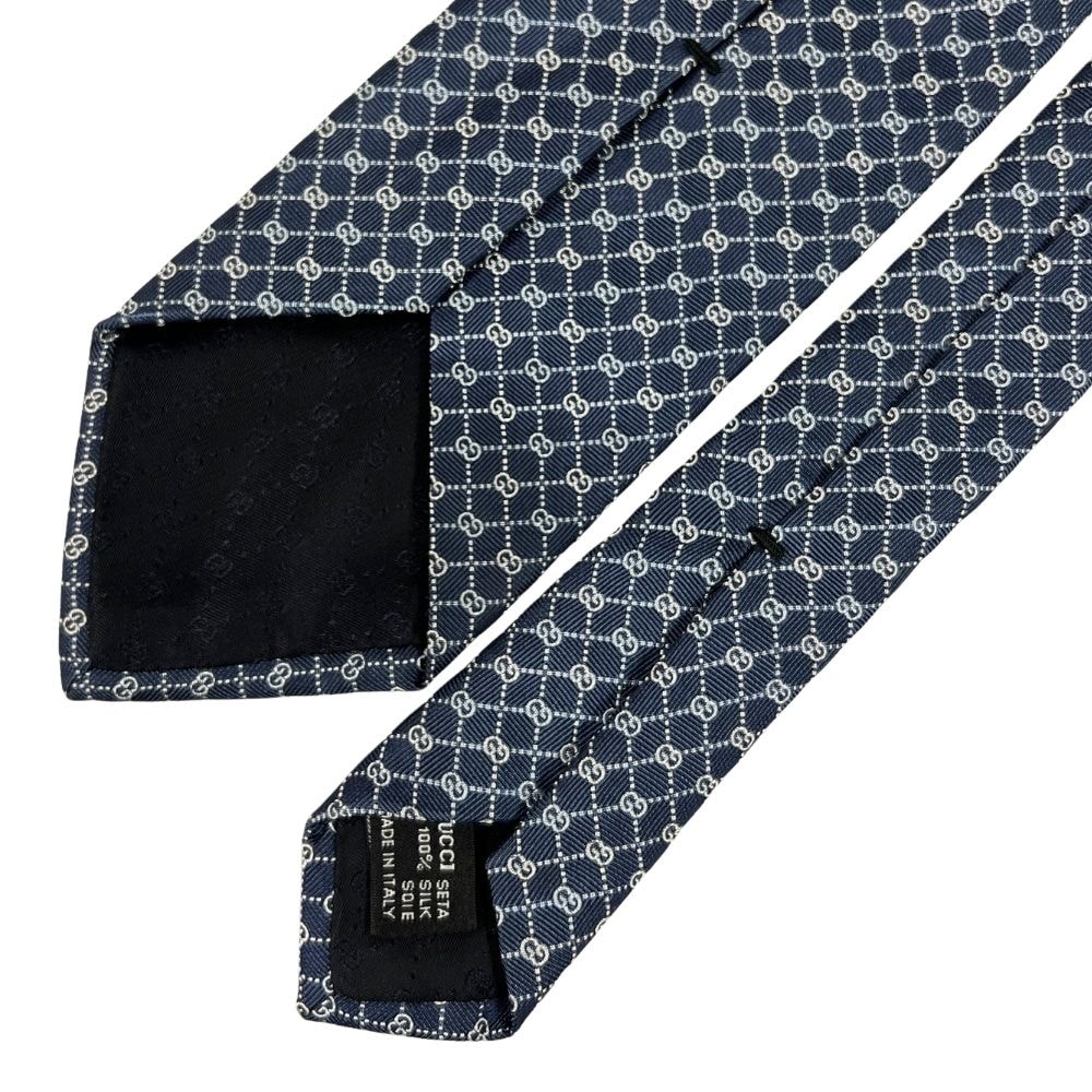 C (やや傷や汚れあり)】GUCCI グッチ GG柄 シルク ネクタイ 55473
