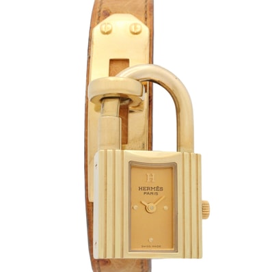 エルメス HERMES ケリーウォッチ 腕時計 時計 GP(ゴールドメッキ) 革 レディース ゴールド系 シャンパン KE1.201 【中古】
