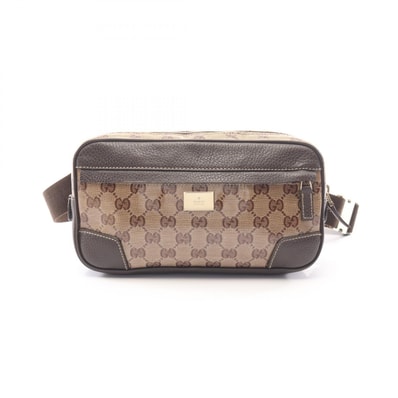 グッチ GUCCI GGクリスタル ウエストバッグ ボディバッグ バッグ PVCコーティングキャンバス レザー メンズ レディース ベージュ系 / ブラウン系 336672 【中古】