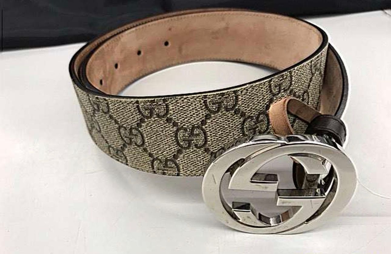 GUCCI GG Supreme Belt With G Buckle "Beige/Ebony"