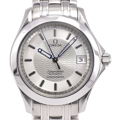 オメガ OMEGA 2501.31.00 シーマスター 120M デイト シルバー 自動巻き メンズ 良品 保証書付き 腕時計 G#147628